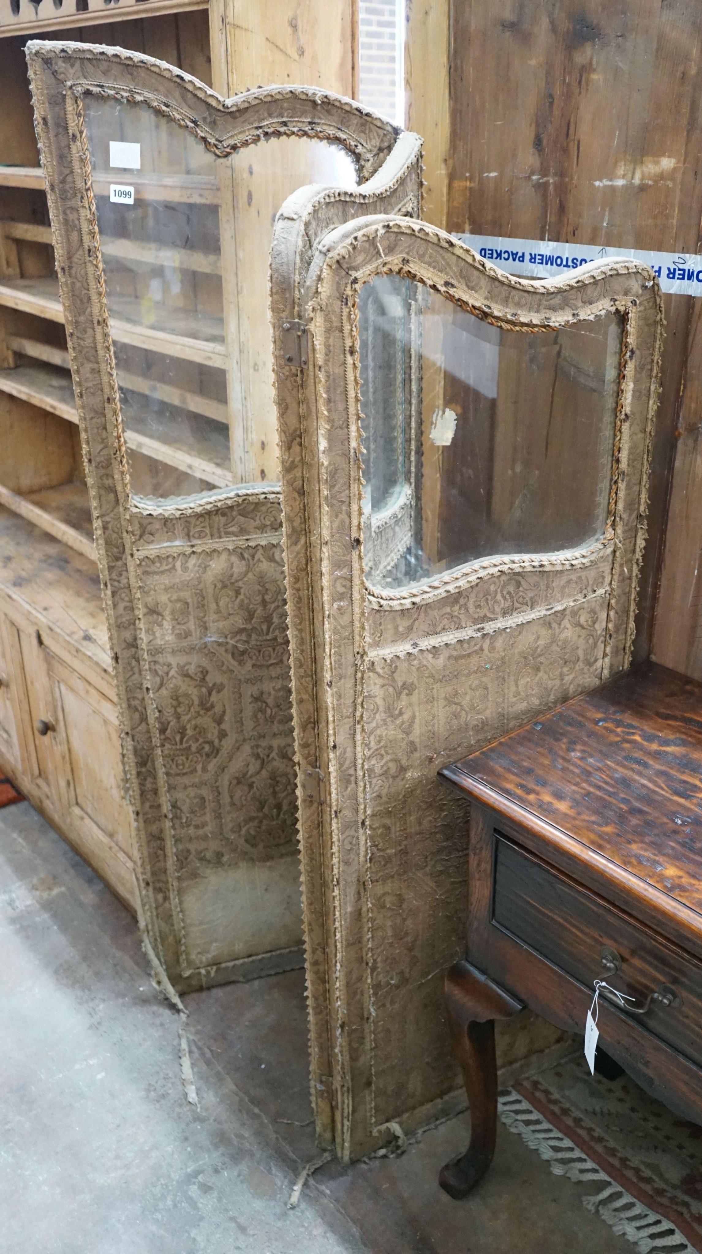 A Louis XV style three section half glazed draught screen, height 165cm